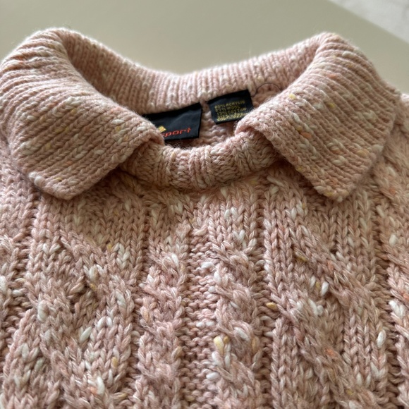 VINTAGE LIZ CLAIBORNE PEACH PULLOVER CABLED SWEATER-EUC/L - Picture 5 of 9